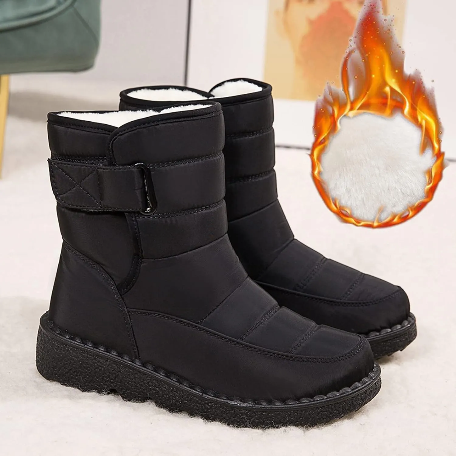 Extra Wide Calf Snow Boots for Women Women Snow Boots Wide Width Extra Wide Calf Winter Boots for Women Plus Size Outdoor Waterproof Rubber Boots for Women Womens Winter Boots Non Slip Zipper Size 10