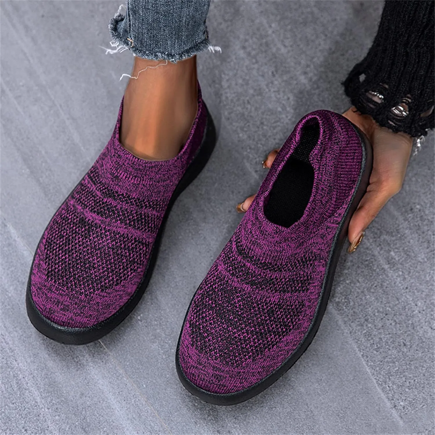 Extra Wide Women Walking Sneakers Size 8 X Wide Zapatos De Mujer para Caminar Suave Y Comodos Platform Slip On Sneakers for Women Fashion Womens Running Shoes Wide Width Women's Slip On Shoes Size 7