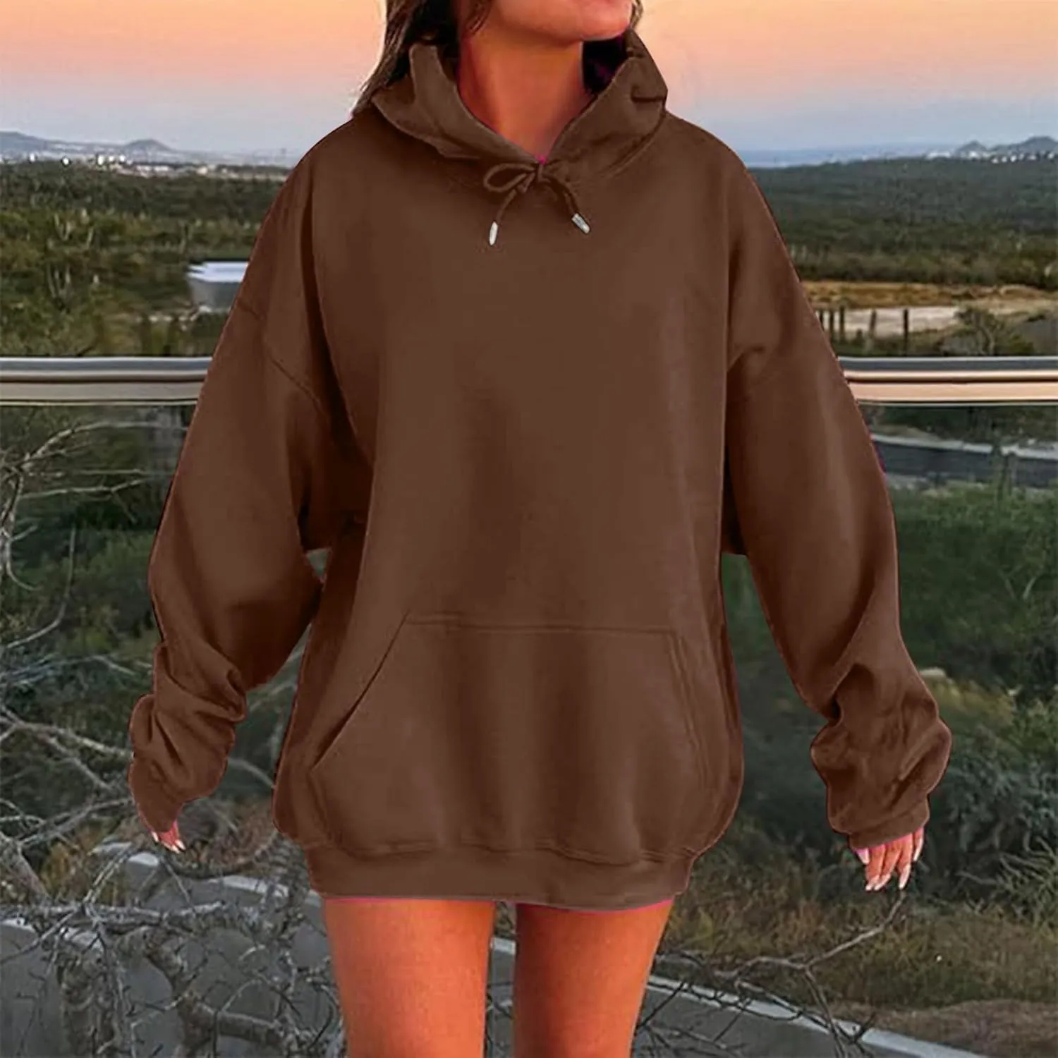 Fall Hooded Sweatshirts for Women 2025 Trendy Womens Oversized Hoodies Winter Cute Drawstring Pullover Sweatshirts
