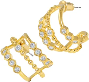 Fashionable Gold Plated Earrings Women's Diamond Statement Earrings for Special Occasions