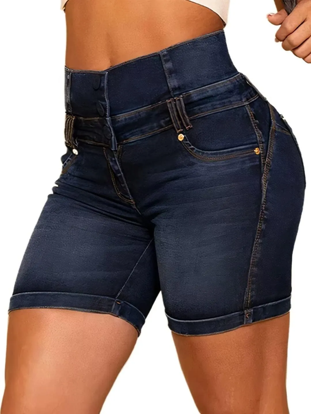 Flamingals Denim Short for Women Button Fly Zip Back High Waist Butt Lifting Denim Shorts 2023 Trendy