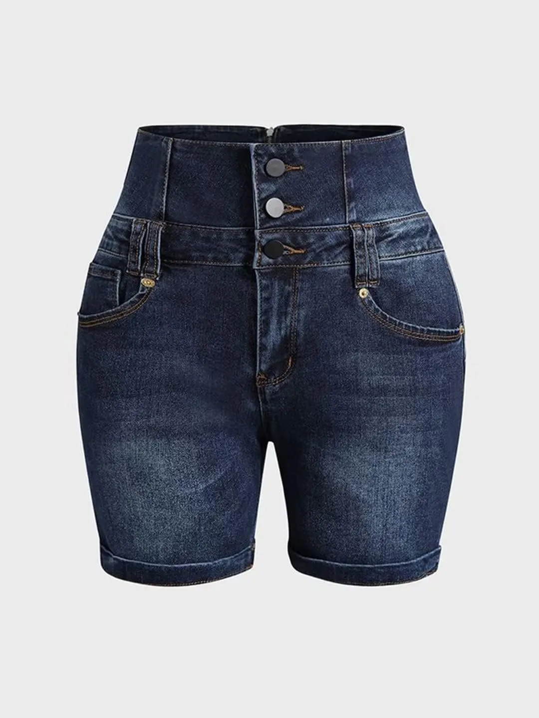 Flamingals Denim Short for Women Button Fly Zip Back High Waist Butt Lifting Denim Shorts 2023 Trendy