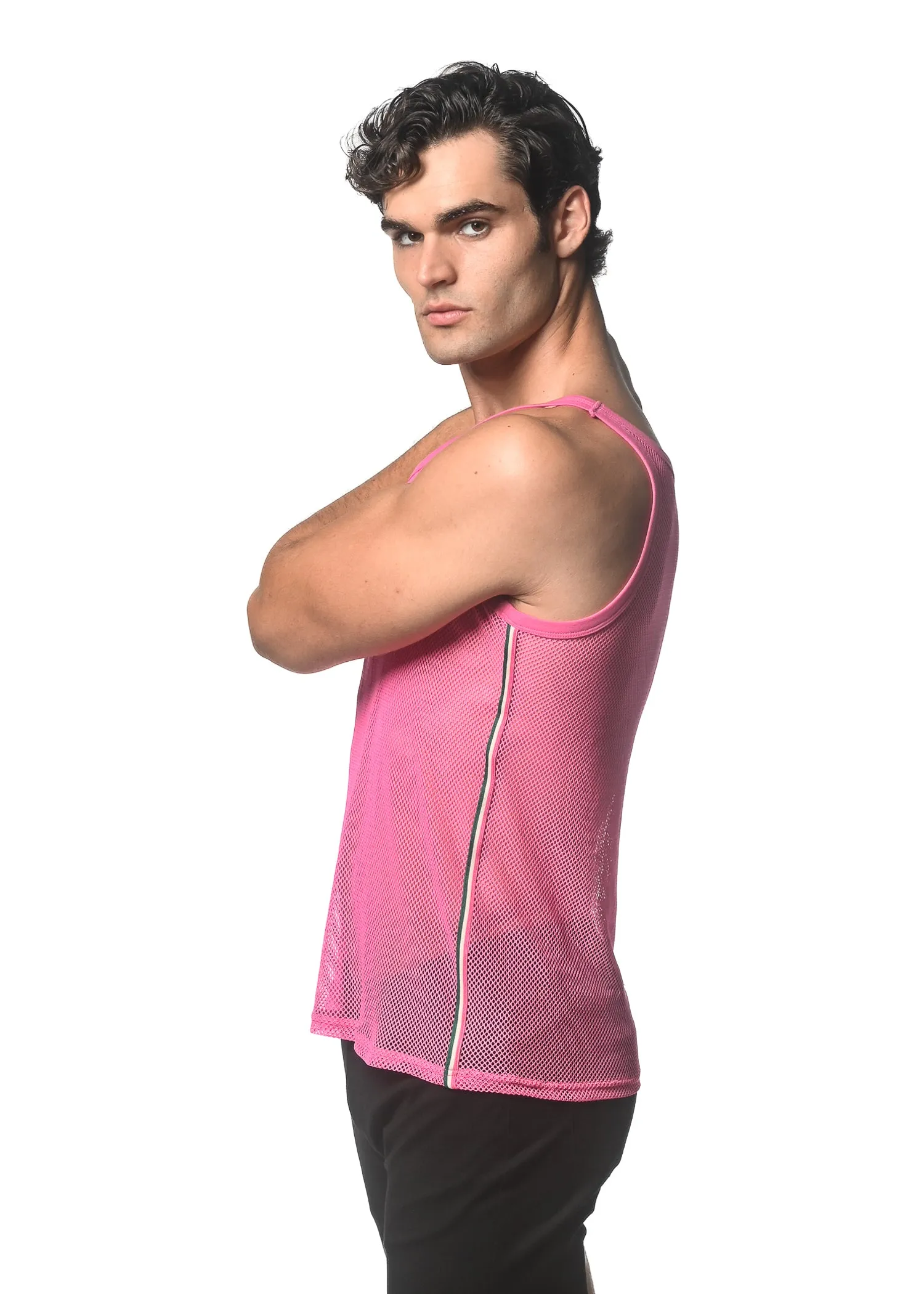 FLAMINGO STRETCH MESH TANK WITH SIDE TAPE ST-11120