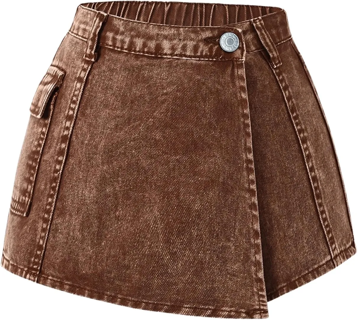 Floerns Girl's Wrap Front High Waist Denim Skorts Straight Leg Skirt Shorts
