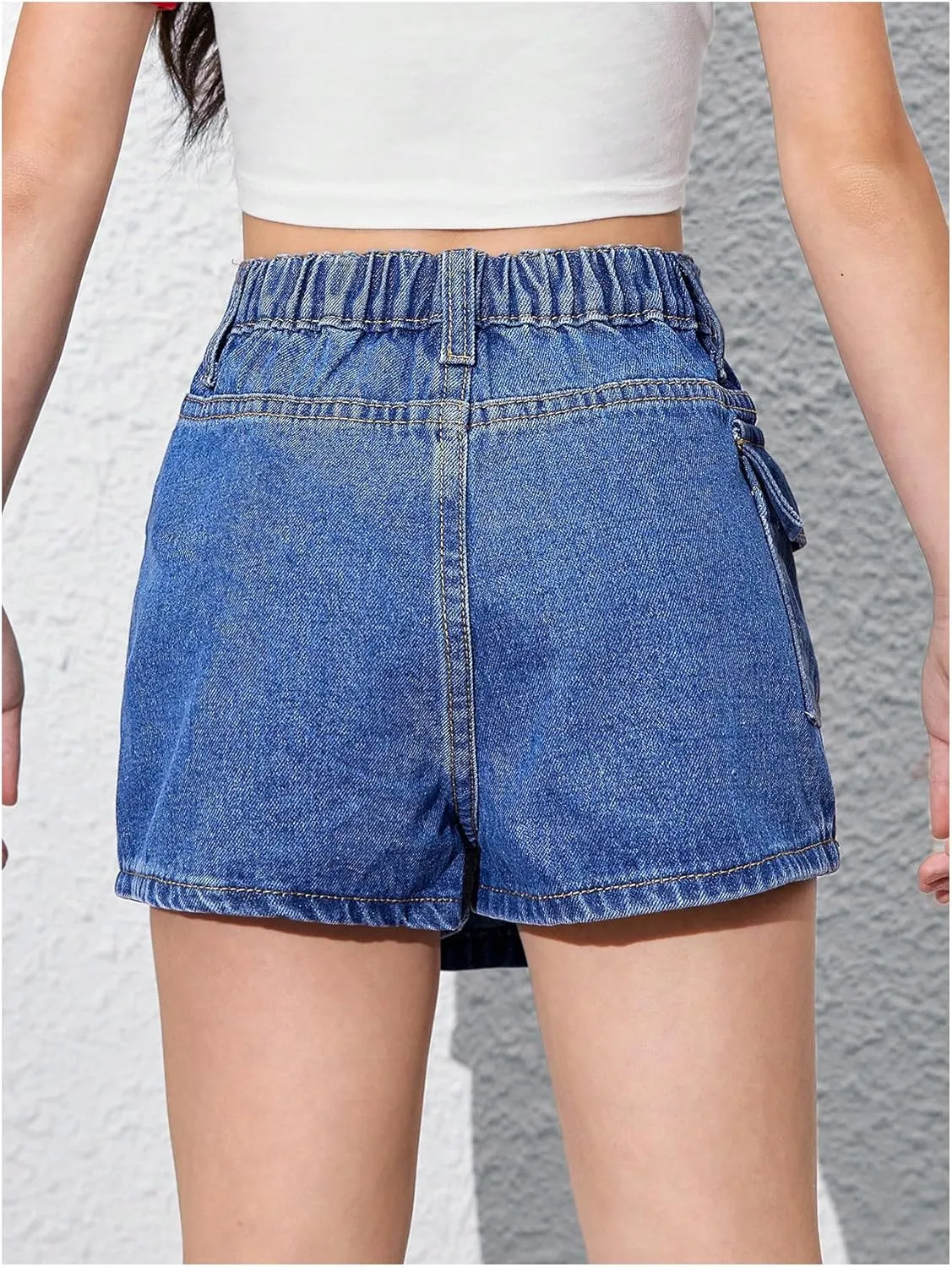 Floerns Girl's Wrap Front High Waist Denim Skorts Straight Leg Skirt Shorts