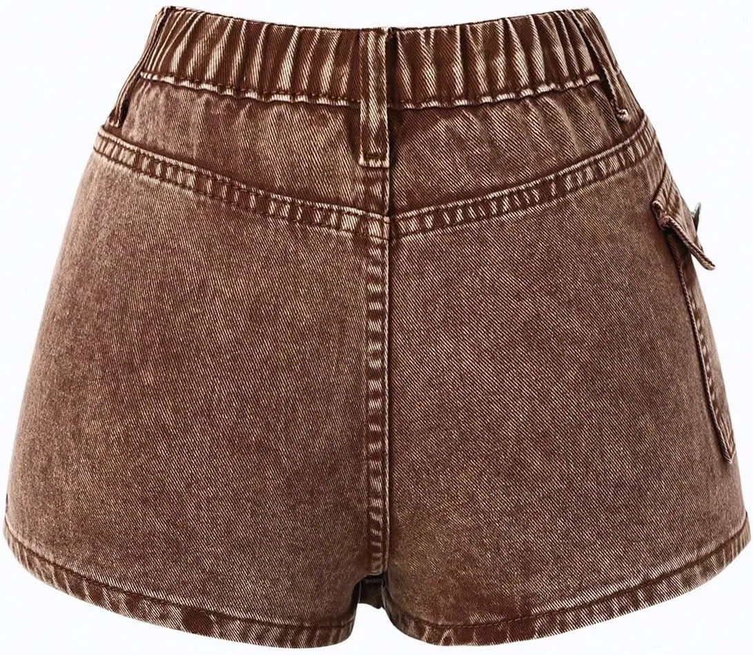 Floerns Girl's Wrap Front High Waist Denim Skorts Straight Leg Skirt Shorts