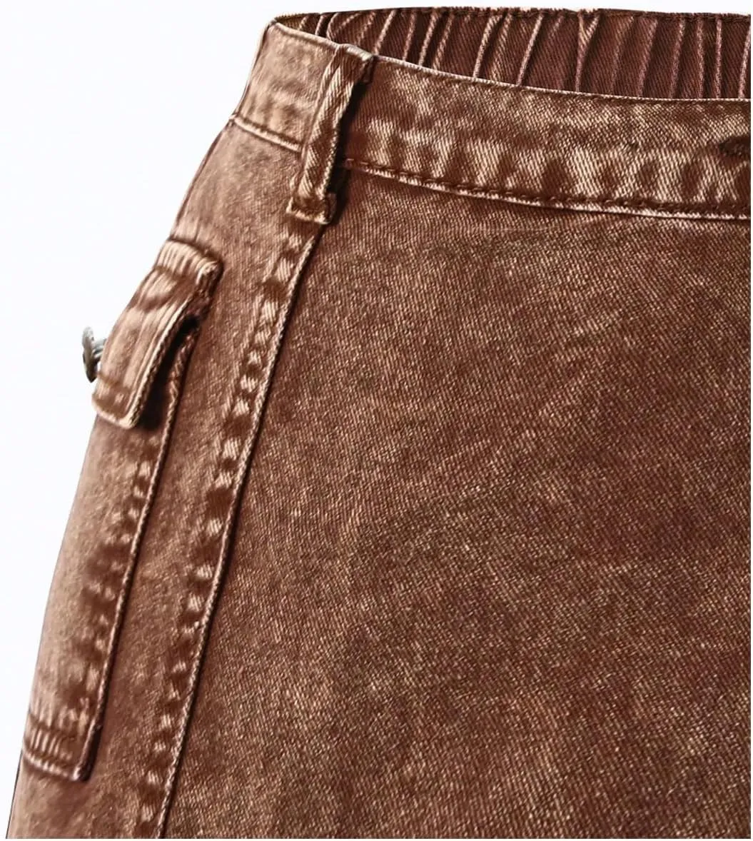 Floerns Girl's Wrap Front High Waist Denim Skorts Straight Leg Skirt Shorts