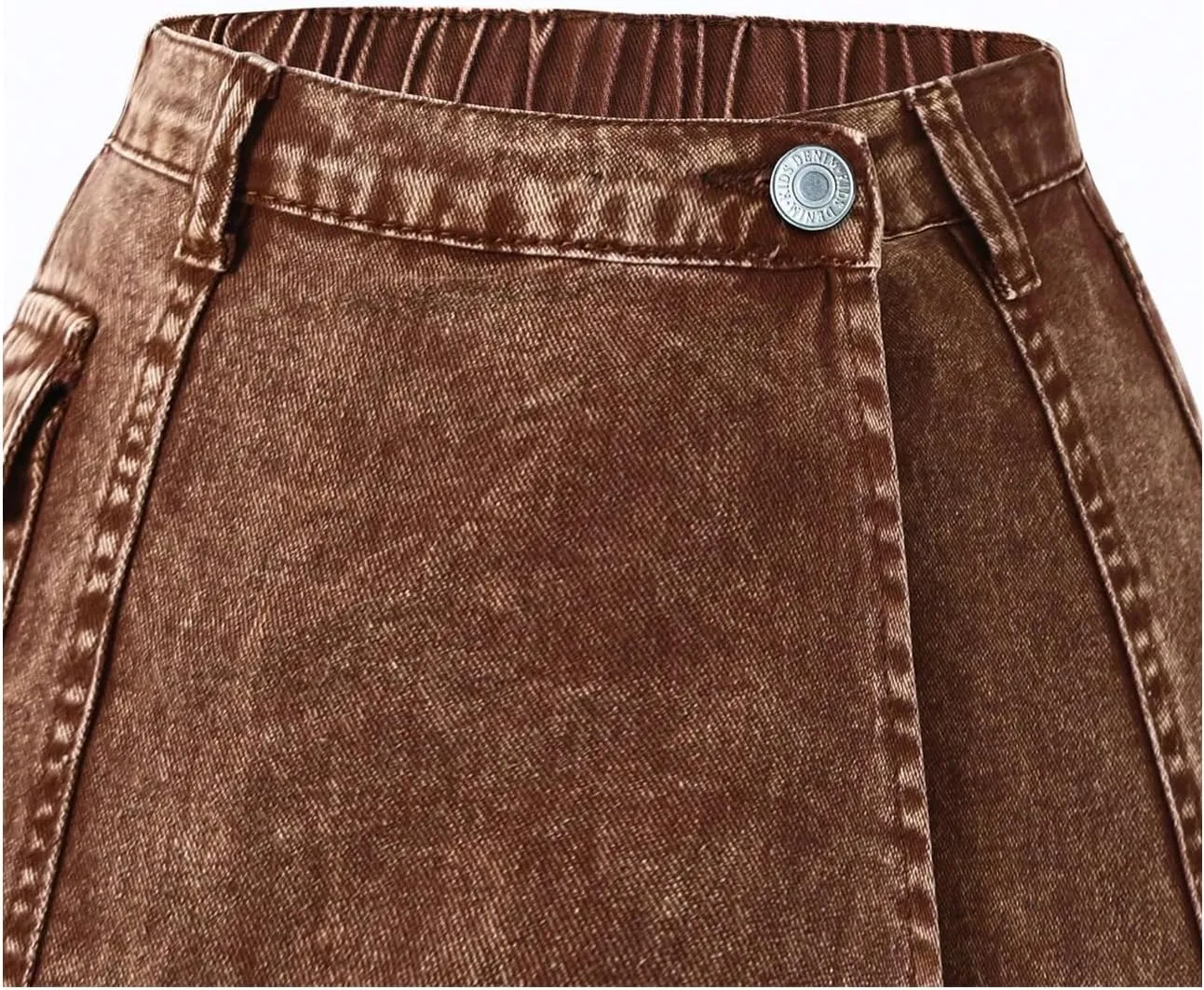 Floerns Girl's Wrap Front High Waist Denim Skorts Straight Leg Skirt Shorts