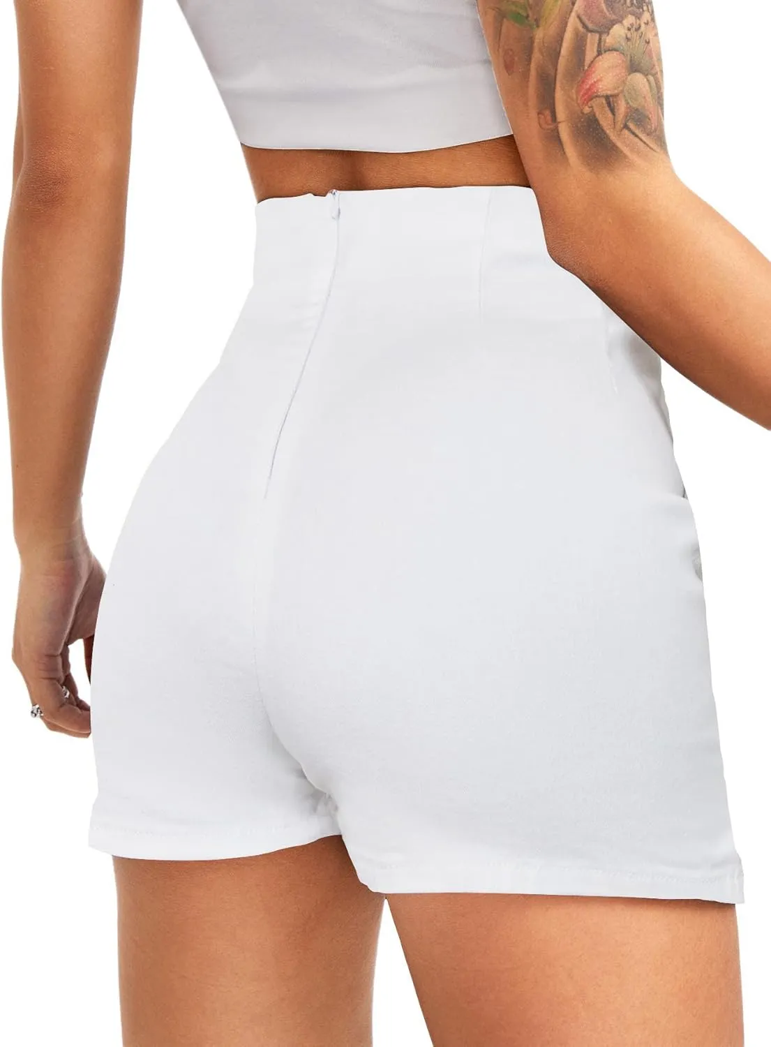 Floerns Women's Casual Split Hem High Waist Denim Skorts Skirt Shorts