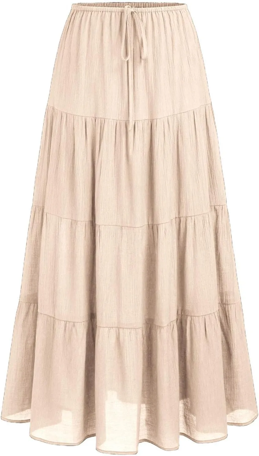 Floral Maxi Skirt for Women Summer Comfy Tiered Elastic High Waisted Skirts Vacation A-Line Flowy Swing Long Skirts