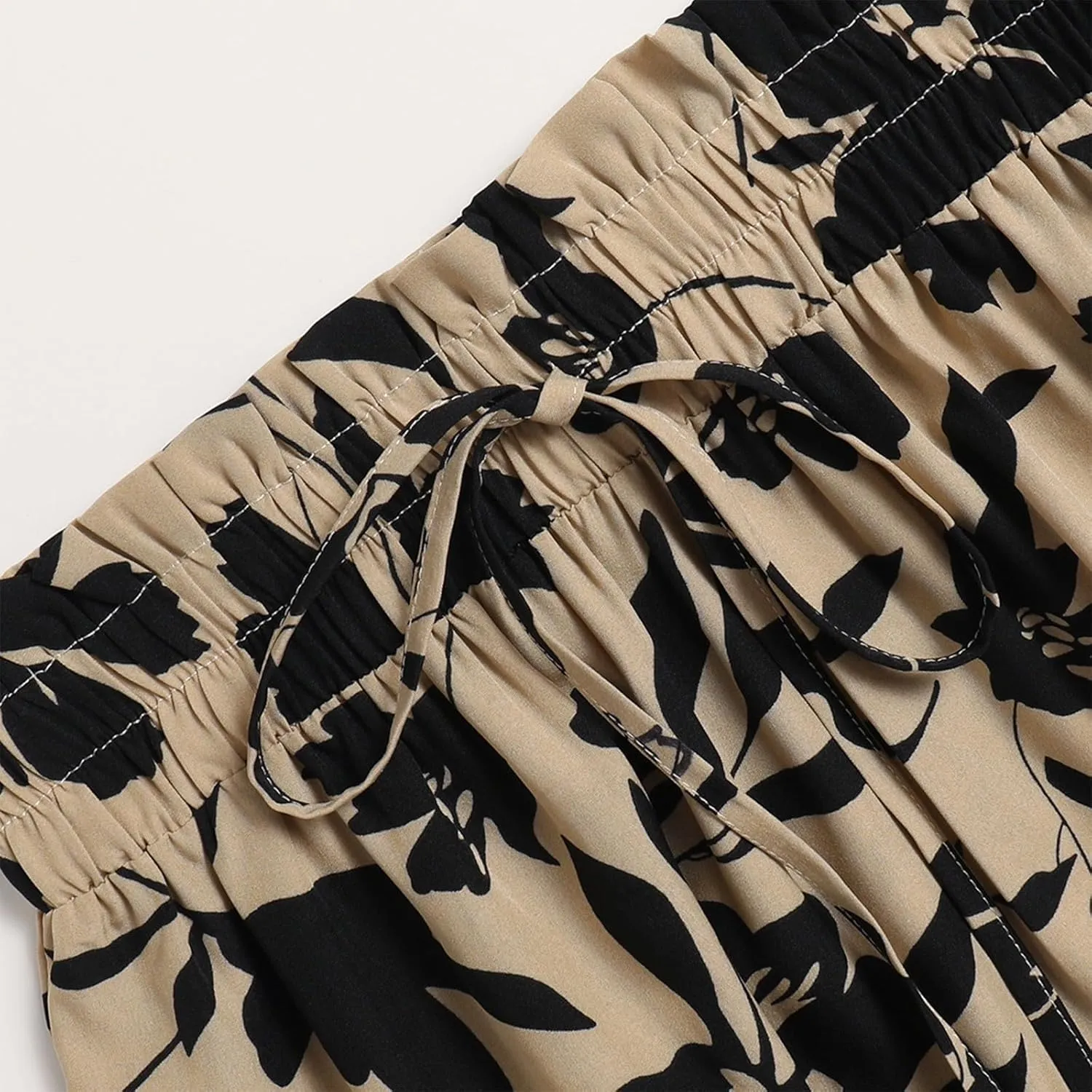 Floral Maxi Skirt for Women Summer Loose Tiered Elastic High Waisted Skirts Vacation A-Line Flowy Swing Long Skirts
