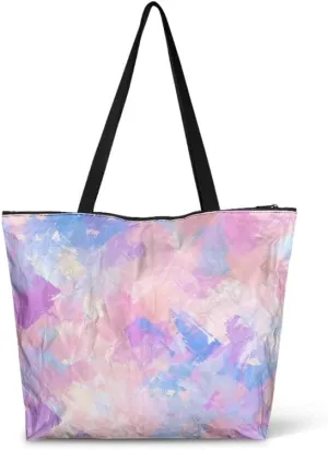 Floral Peacock Feather Paper Tote Bag Aztec Stripe Reusable Hand Bag Hawaii Plumeria Plant Gift Shoulder Tote Bag