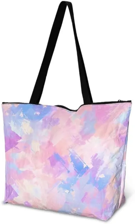 Floral Peacock Feather Paper Tote Bag Aztec Stripe Reusable Hand Bag Hawaii Plumeria Plant Gift Shoulder Tote Bag