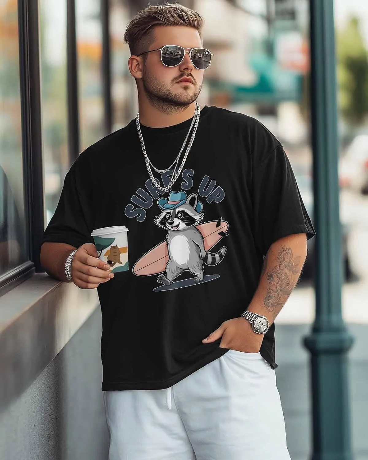Funny Cute Cat Crew Neck Men's T-Shirts,Short Sleeve Shirts for Women Men,Animasl Graphic Workout Tee Tops Undershirt S-3XL