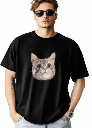 Funny Cute Cat Crew Neck Men's T-Shirts,Short Sleeve Shirts for Women Men,Animasl Graphic Workout Tee Tops Undershirt S-3XL