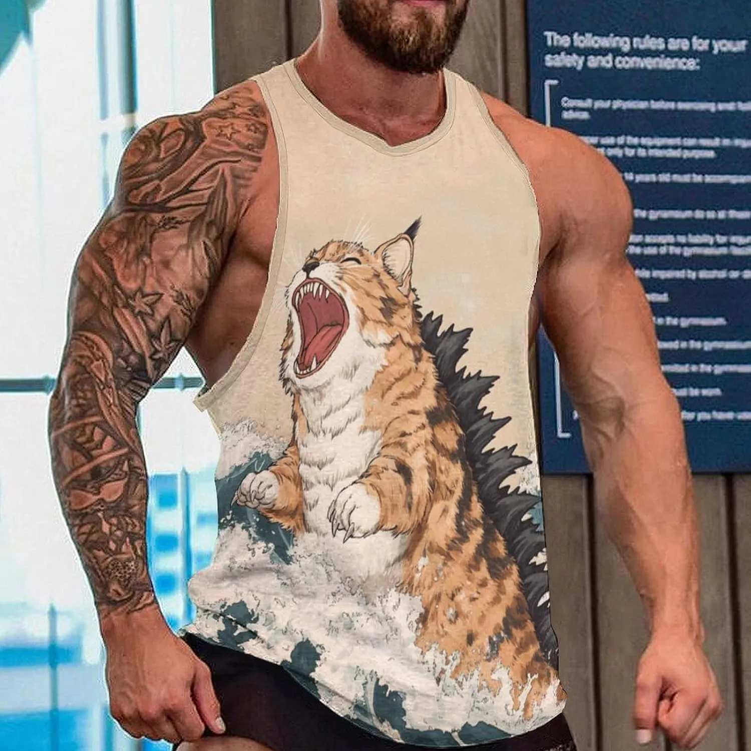 Funny Mens Tank Top Muscle Sleeveless Shirts Fitted Casual Comfy Breathable Summer Athletic Tank Oversized