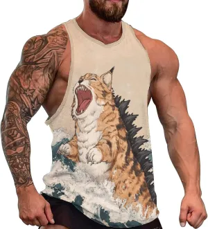 Funny Mens Tank Top Muscle Sleeveless Shirts Fitted Casual Comfy Breathable Summer Athletic Tank Oversized