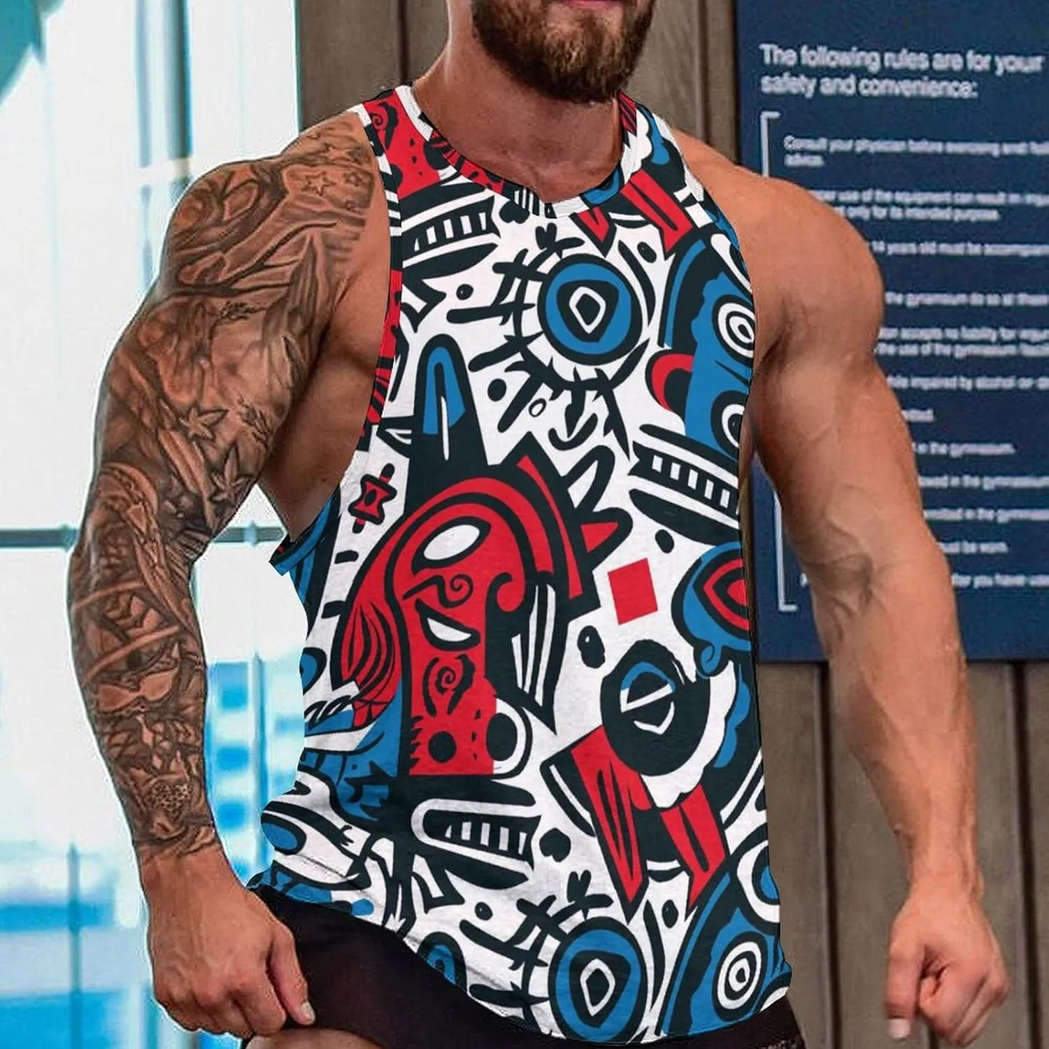 Funny Mens Tank Top Muscle Sleeveless Shirts Fitted Casual Comfy Breathable Summer Athletic Tank Oversized