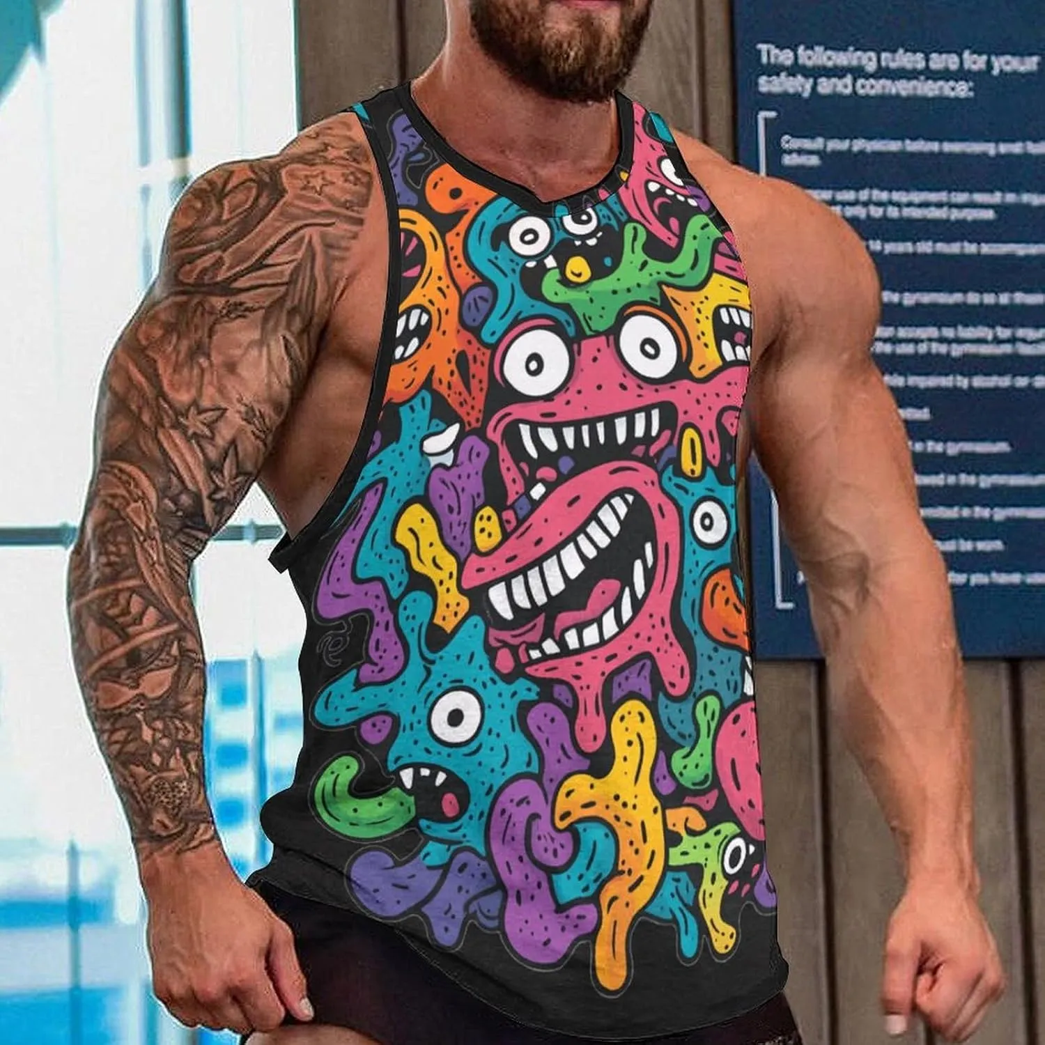 Funny Mens Tank Top Muscle Sleeveless Shirts Fitted Casual Comfy Breathable Summer Athletic Tank Oversized