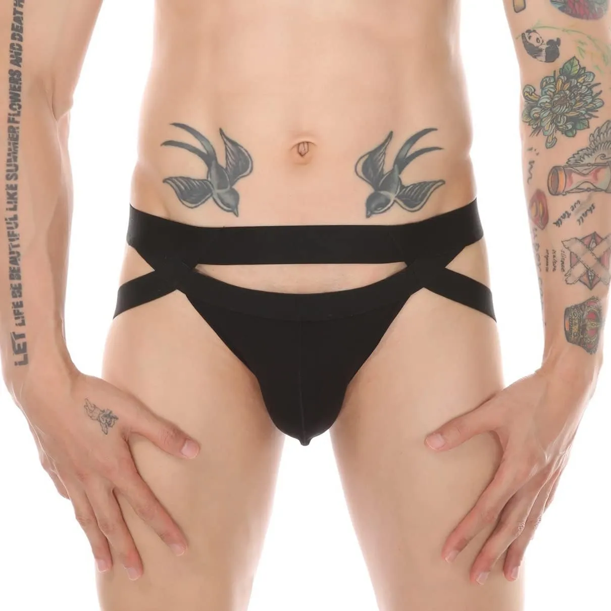 FYMNSI Mens Sexy Bandage G-String Bulge Pouch Briefs Thong T-Back Strap Bikini Underwear Sleepwear Lingerie Underpants