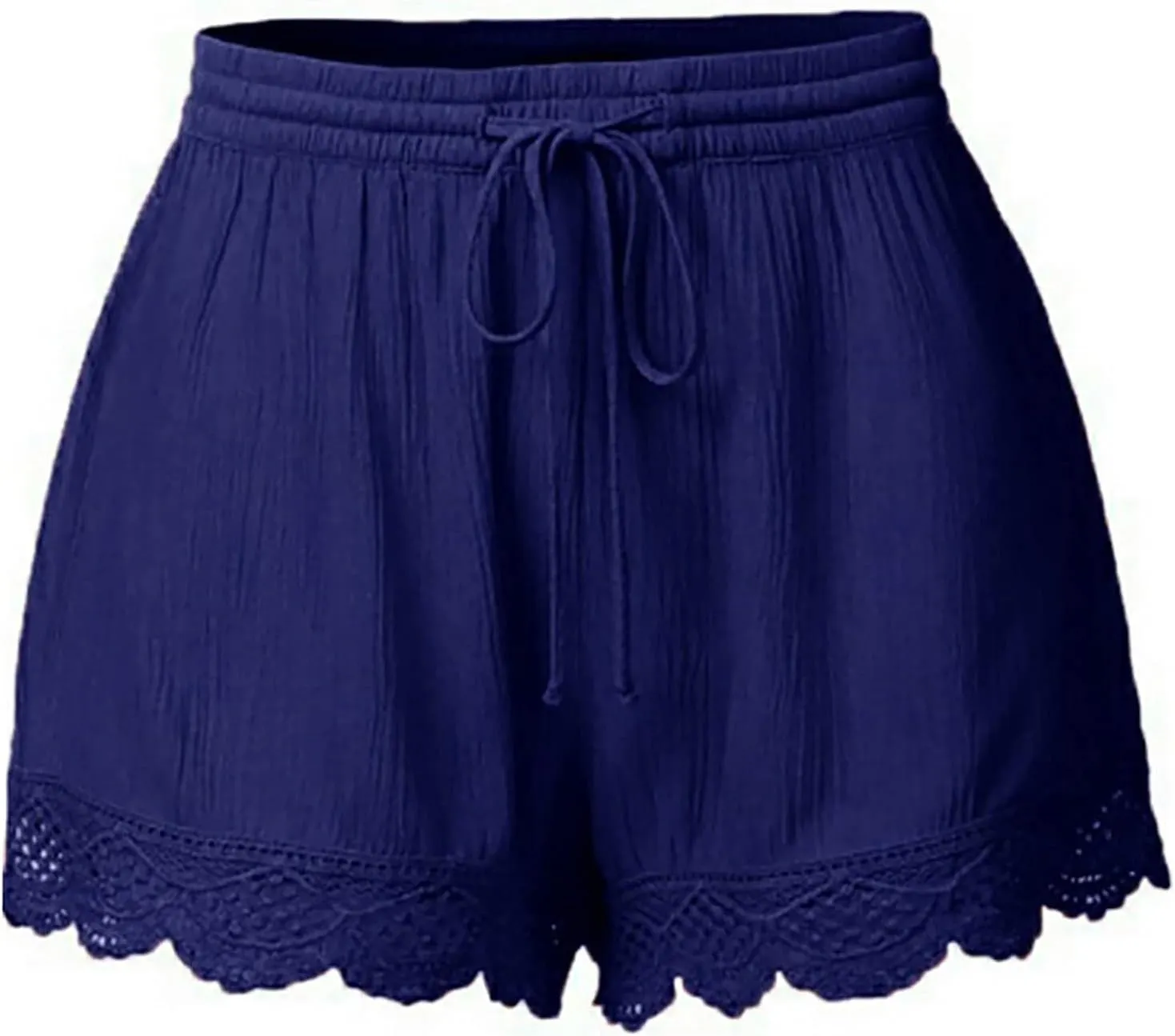 Generic Women's Plus Size Bermuda Shorts with Lace Trim, High Waist, Wide Leg, Casual, Prime