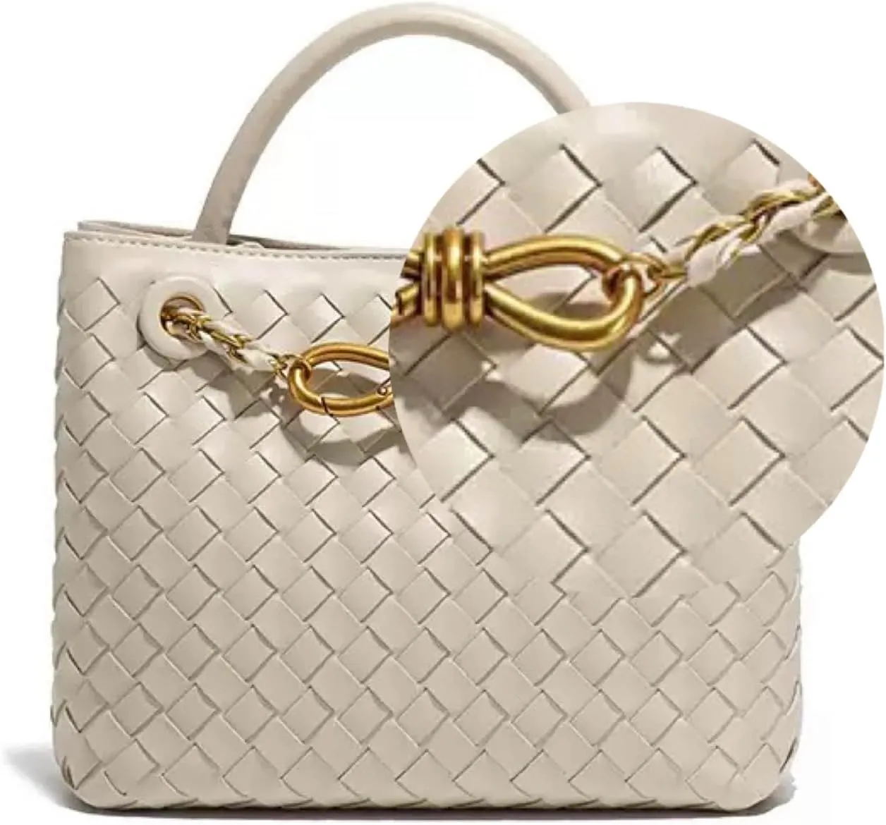 Genuine Leather Women's Top-handle Handbags Fashion Ladies Handbags Shoulder Bag Purse Woven Tote Bag for Women Clutch Bag