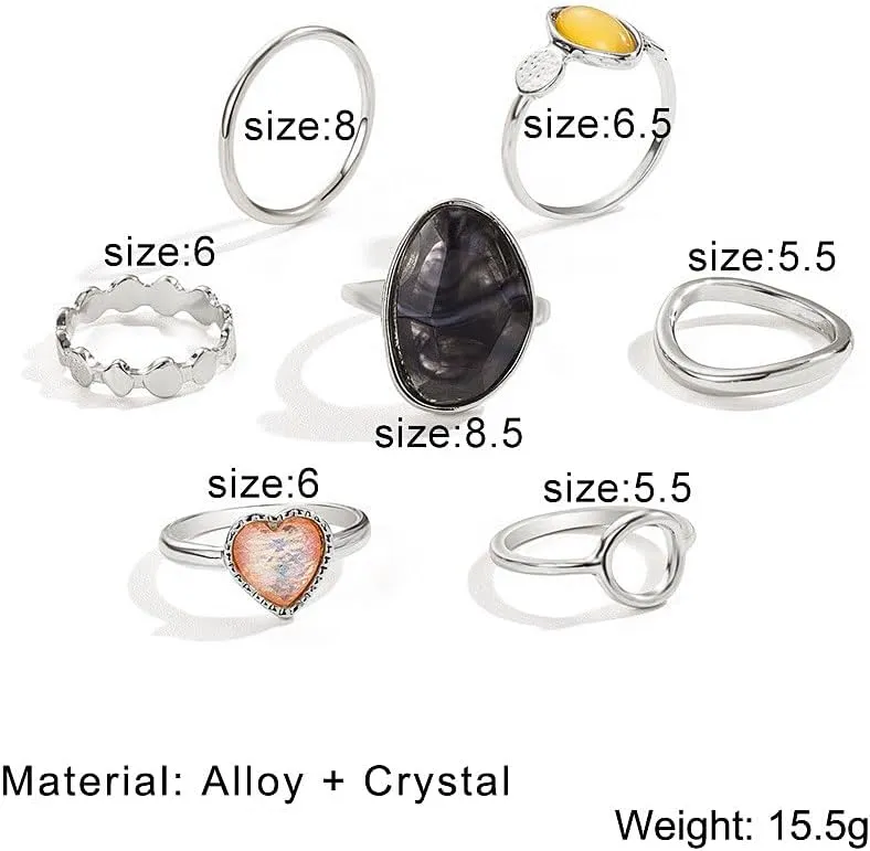 GIGB PBDK Boho Knuckle Stackable Ring Set for Women Vintage Gold Plated Geometry Heart Oval Rings Stacking Luck Midi Finger Rings Thumb Jewelry Gifts