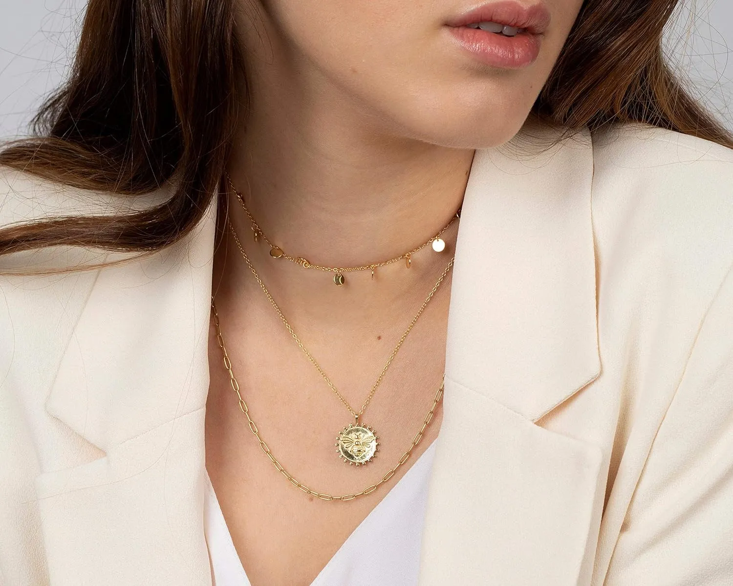 Gold Choker Necklaces 14K Gold Plated/Silver Disc Choker Necklaces Dangling Star Heart Pendant Necklaces Summer Beach Boho Necklaces Aesthetic Necklace Gift for Women