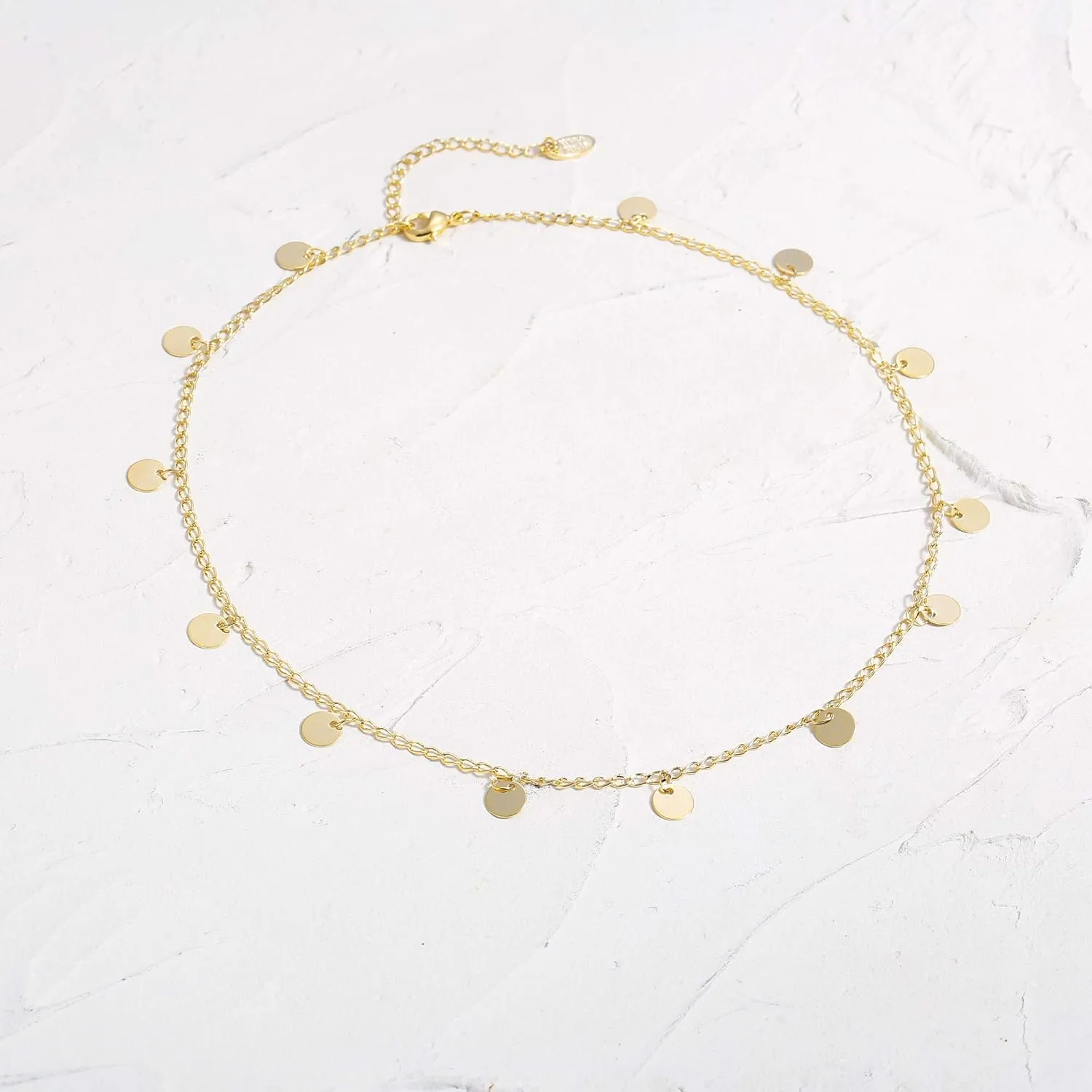 Gold Choker Necklaces 14K Gold Plated/Silver Disc Choker Necklaces Dangling Star Heart Pendant Necklaces Summer Beach Boho Necklaces Aesthetic Necklace Gift for Women
