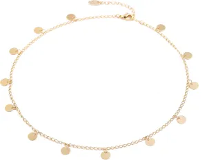 Gold Choker Necklaces 14K Gold Plated/Silver Disc Choker Necklaces Dangling Star Heart Pendant Necklaces Summer Beach Boho Necklaces Aesthetic Necklace Gift for Women