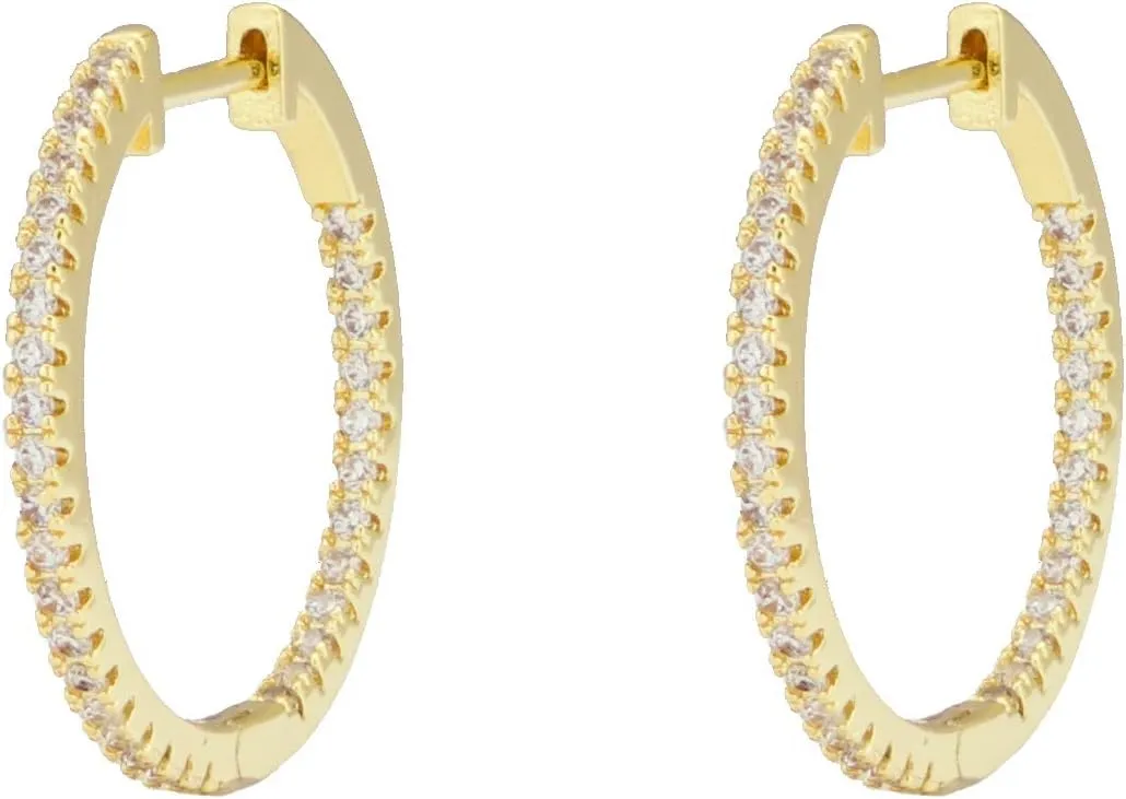 Gold Hoop Earrings - Small Hoop Earrings - Hoop Earrings for Women - Diamond Earrings - Huggie Hoop Earrings - 18mm Hoop Earrings