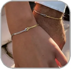 Gold Knot Bracelets for Women Love Snake Chain Infinity Bracelet Matching Bracelets for Couples Friendship Relationship Bracelets Dainty Adjustable Bracelets