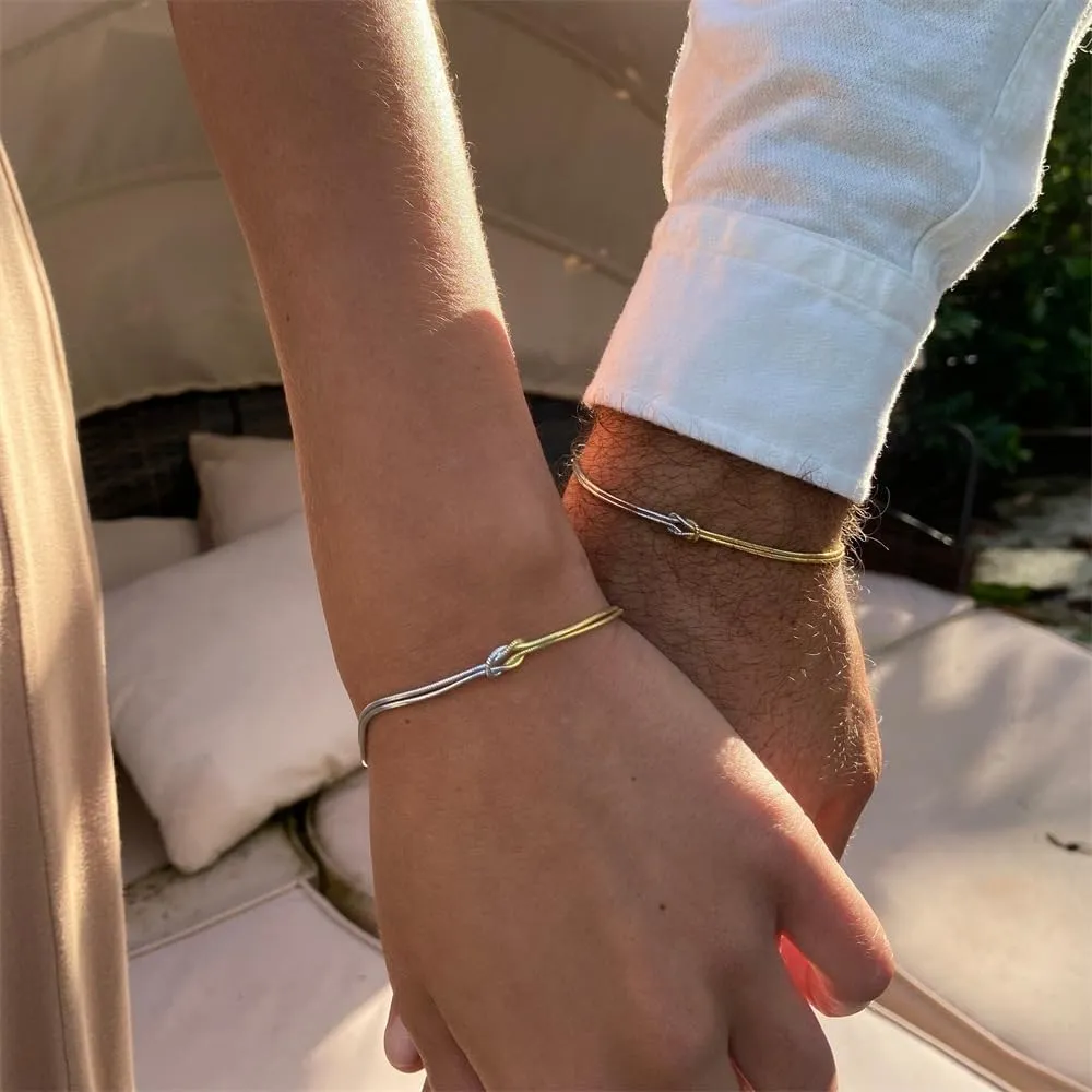 Gold Knot Bracelets for Women Love Snake Chain Infinity Bracelet Matching Bracelets for Couples Friendship Relationship Bracelets Dainty Adjustable Bracelets