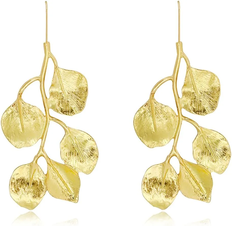 Gold Statement Earrings for Women Bohemian Elegant Exaggerated Metal Sectored Geometric Earrings for Women