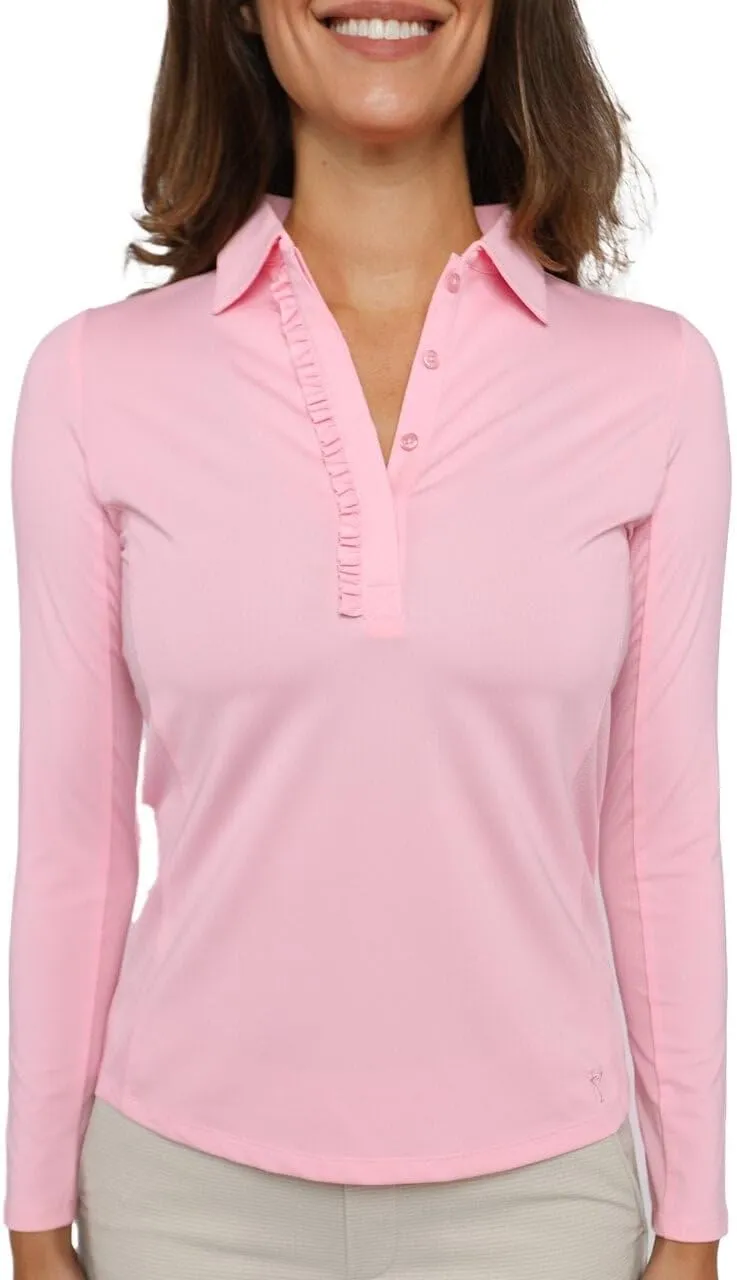 GOLFTINI Long Sleeve Ruffle Polo