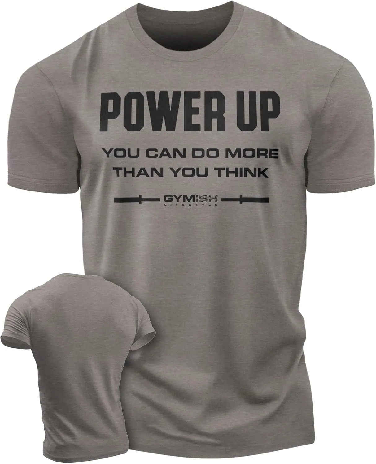 Gymish Lifestyle Power Up Mens Bodybuilding T-Shirts Graphic Tees Short Sleeve Workout Shirt