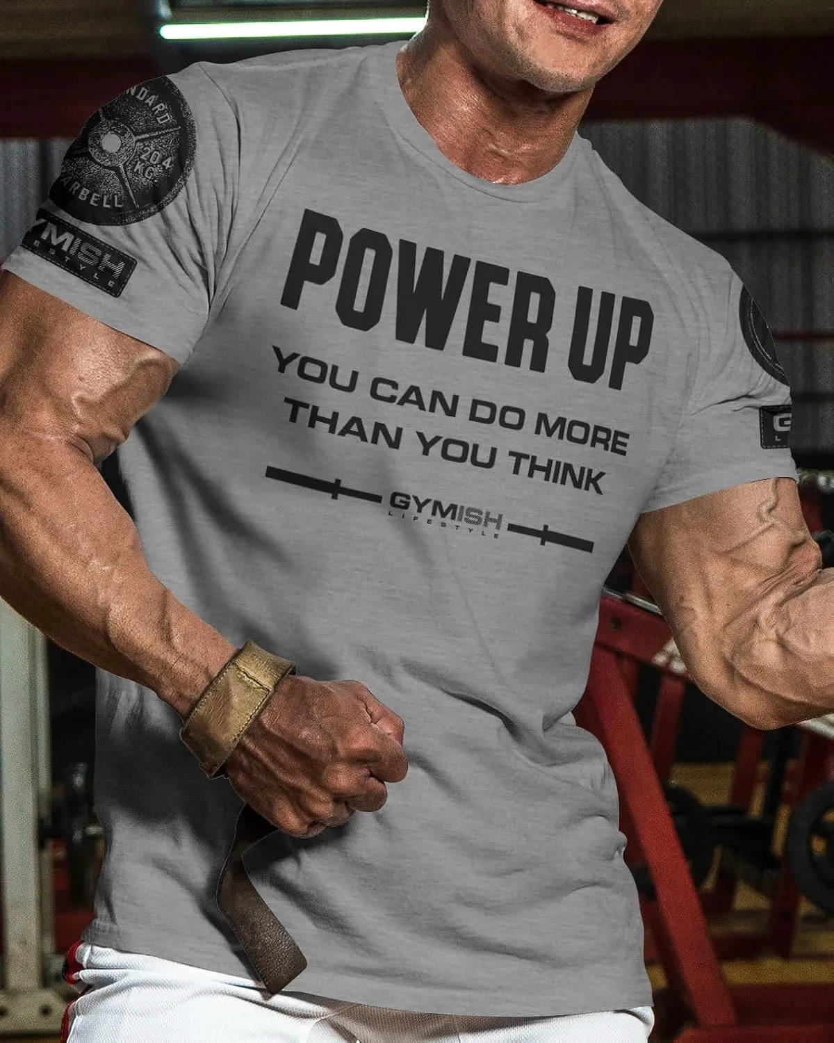 Gymish Lifestyle Power Up Mens Bodybuilding T-Shirts Graphic Tees Short Sleeve Workout Shirt