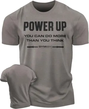 Gymish Lifestyle Power Up Mens Bodybuilding T-Shirts Graphic Tees Short Sleeve Workout Shirt