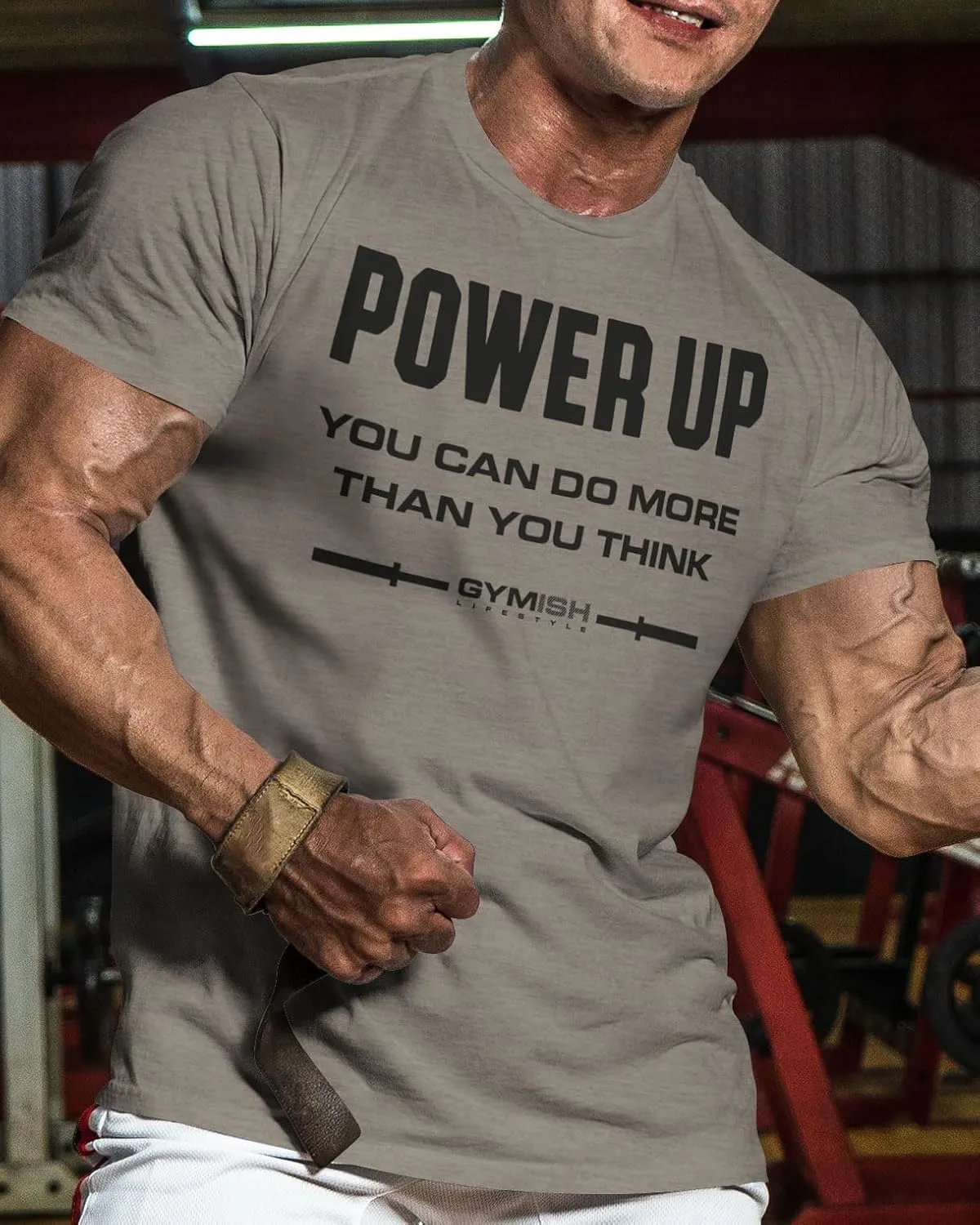 Gymish Lifestyle Power Up Mens Bodybuilding T-Shirts Graphic Tees Short Sleeve Workout Shirt