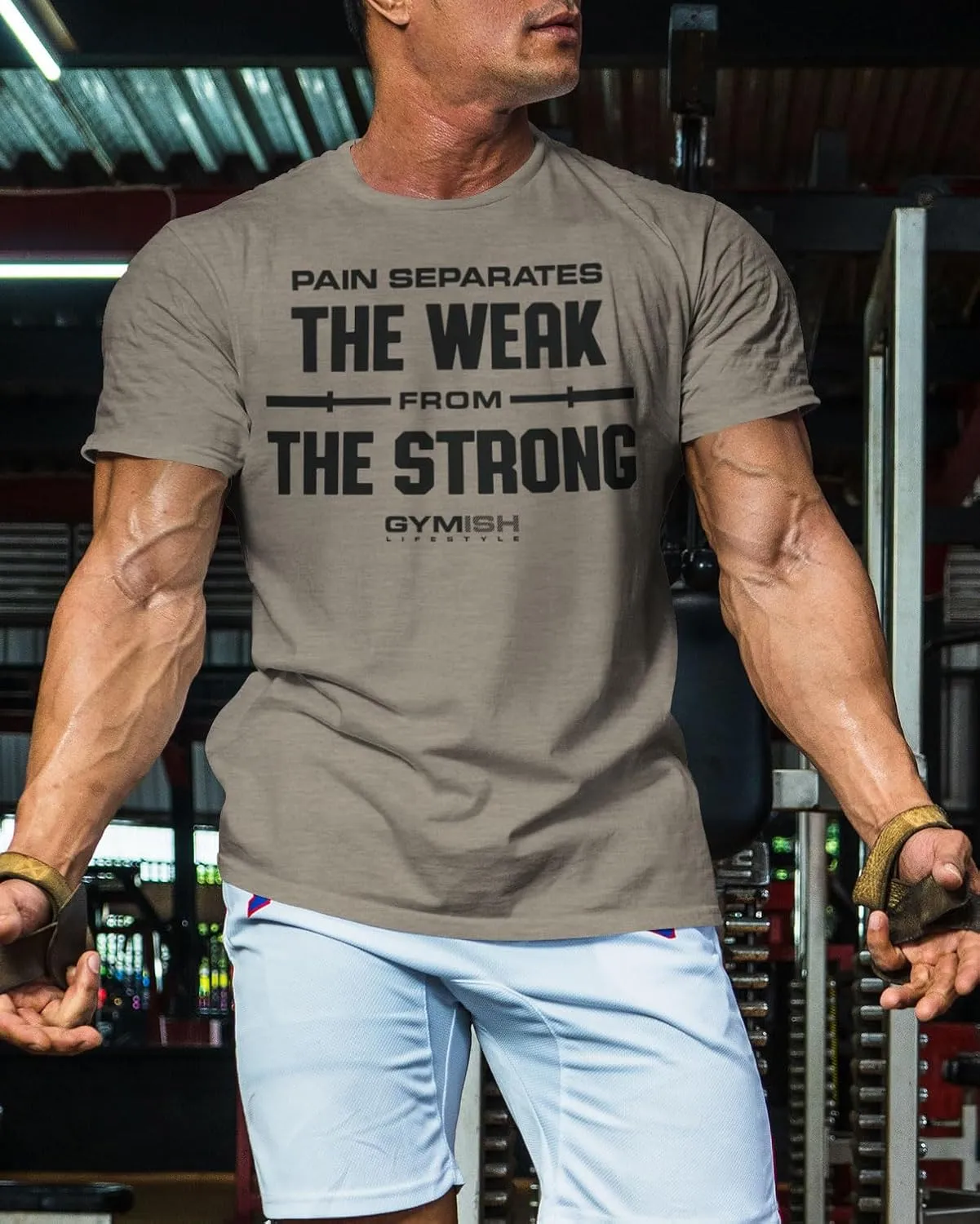 Gymish Lifestyle Weak to Strong Mens Bodybuilding T-Shirts Graphic Tees Short Sleeve Workout Shirt