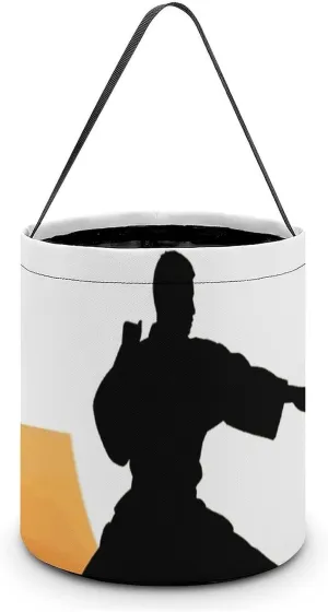 Halloween Tote Treat Bag for Women Men Karate Silhouette Halloween Candy Bags Reusable Snack Bags Candy Bucket