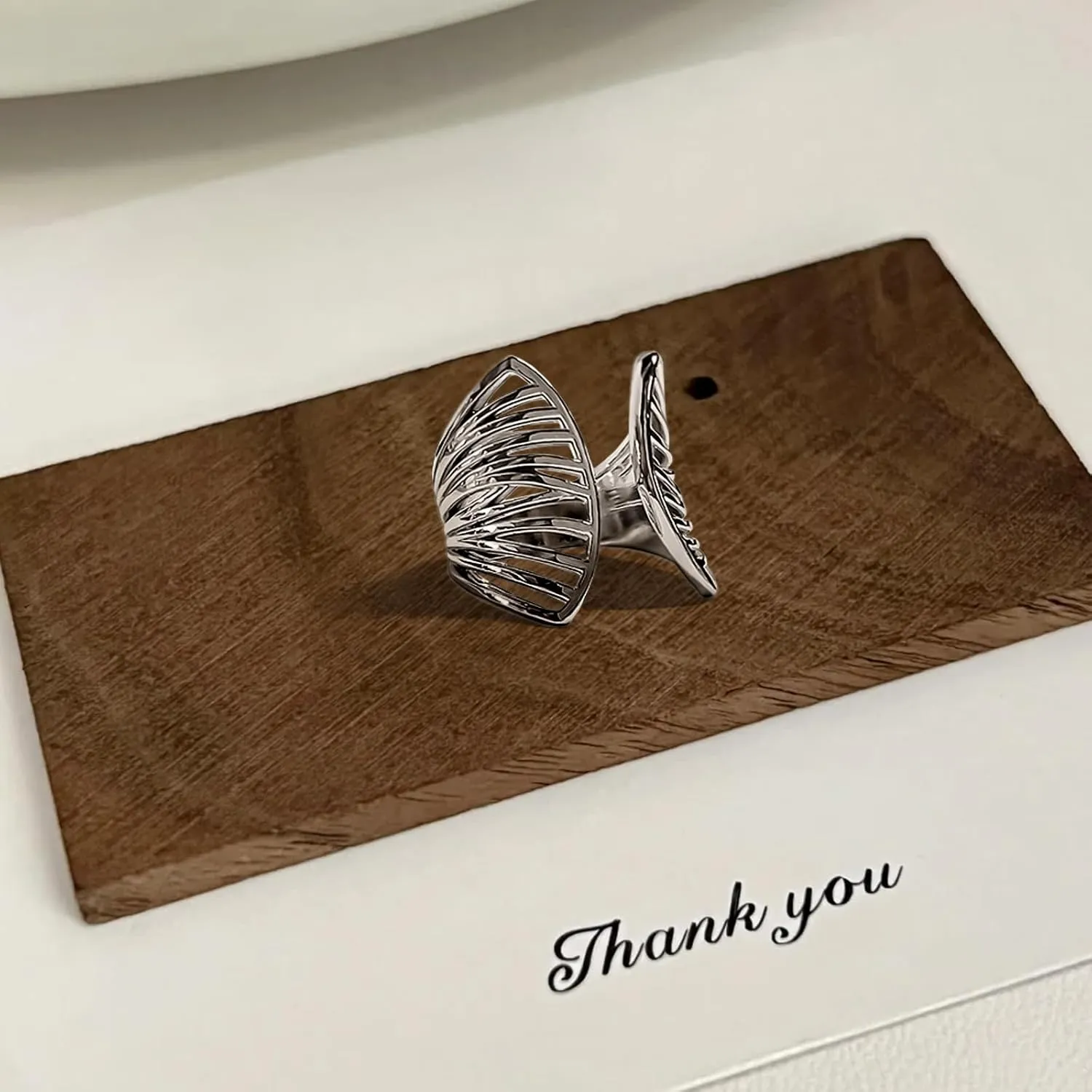Handmade 925 Sterling Silver Rings For Women Girls Hollow Wide Band Chunky Rings Mulit Layered Wrap Rings Minimalist Statement Rings Open Adjustable Thumb Rings For Women Trendy Stackable Rings Gifts