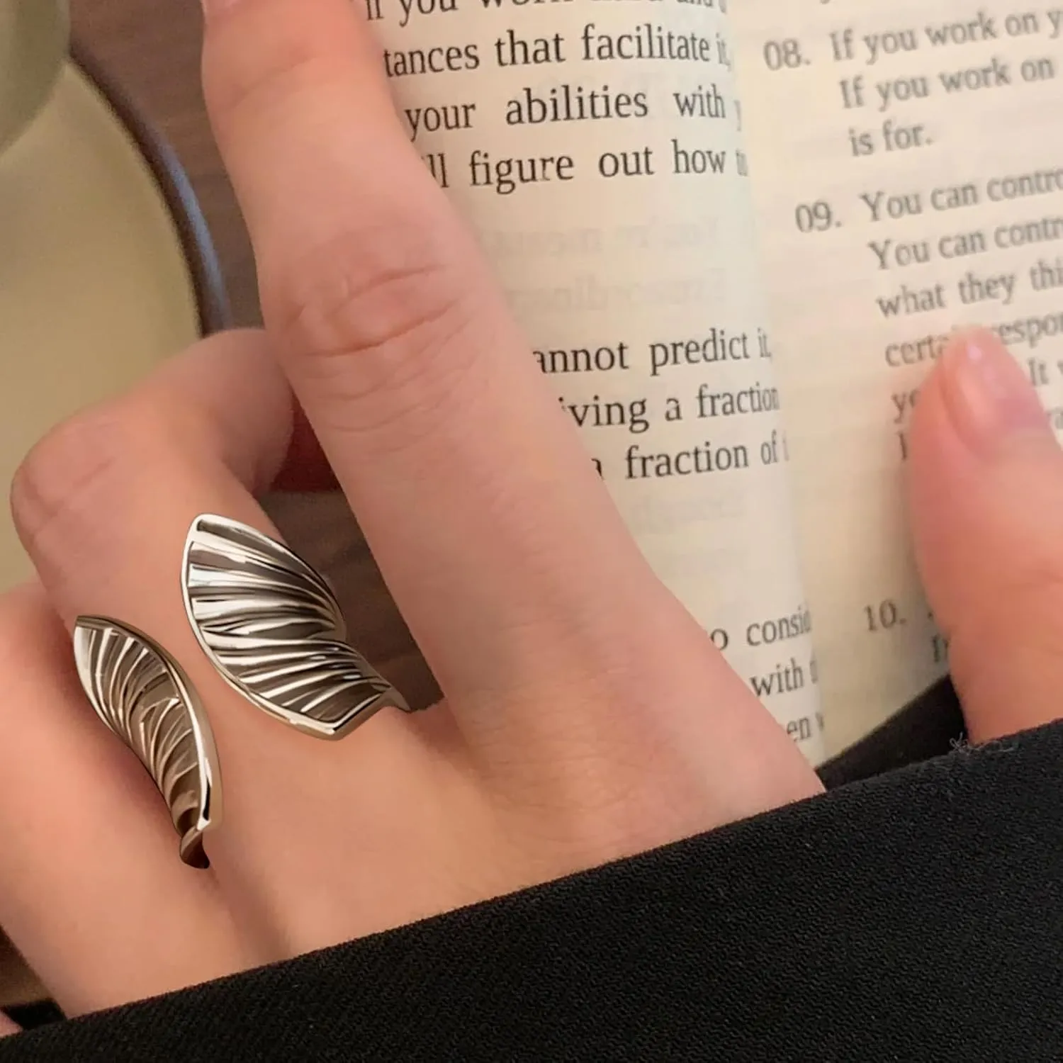 Handmade 925 Sterling Silver Rings For Women Girls Hollow Wide Band Chunky Rings Mulit Layered Wrap Rings Minimalist Statement Rings Open Adjustable Thumb Rings For Women Trendy Stackable Rings Gifts