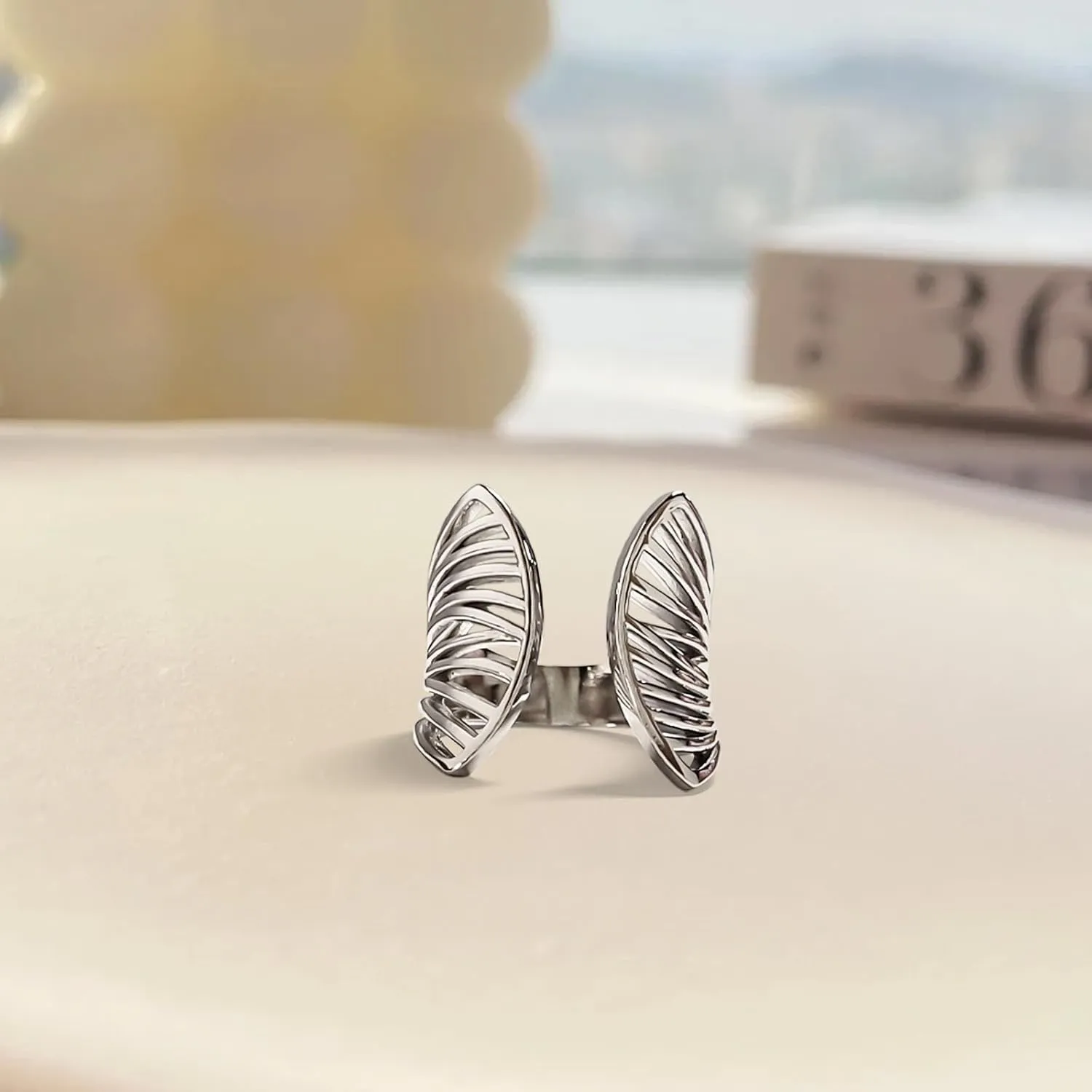 Handmade 925 Sterling Silver Rings For Women Girls Hollow Wide Band Chunky Rings Mulit Layered Wrap Rings Minimalist Statement Rings Open Adjustable Thumb Rings For Women Trendy Stackable Rings Gifts