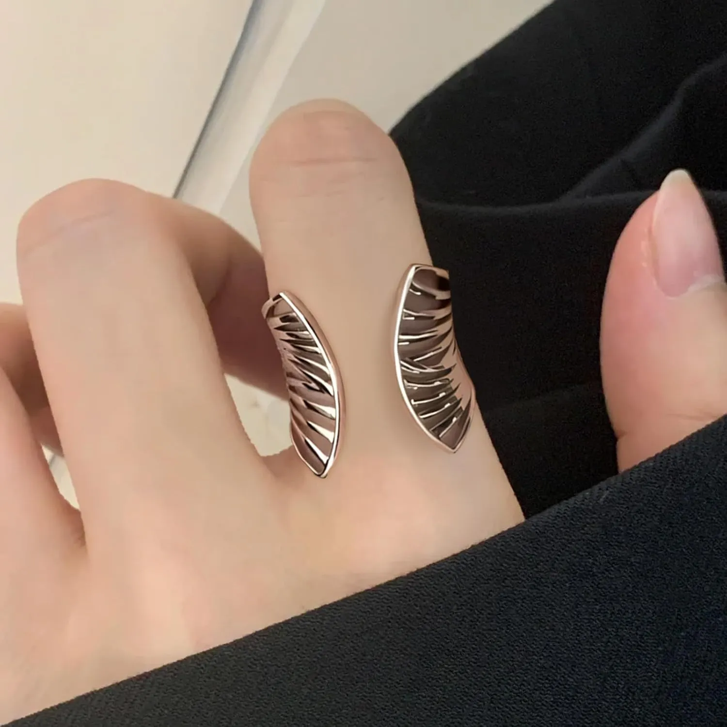 Handmade 925 Sterling Silver Rings For Women Girls Hollow Wide Band Chunky Rings Mulit Layered Wrap Rings Minimalist Statement Rings Open Adjustable Thumb Rings For Women Trendy Stackable Rings Gifts