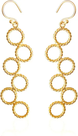 Handmade Brass Multi Open Circle Design Lightweight Women's Dangle Earrings With 18K Gold Plated