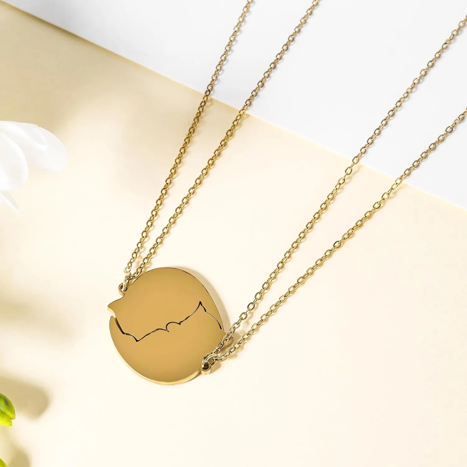 HANRESHE Cat Matching Necklaces Best Friend Necklaces Heart Yin Yang Friendship Necklace For 2