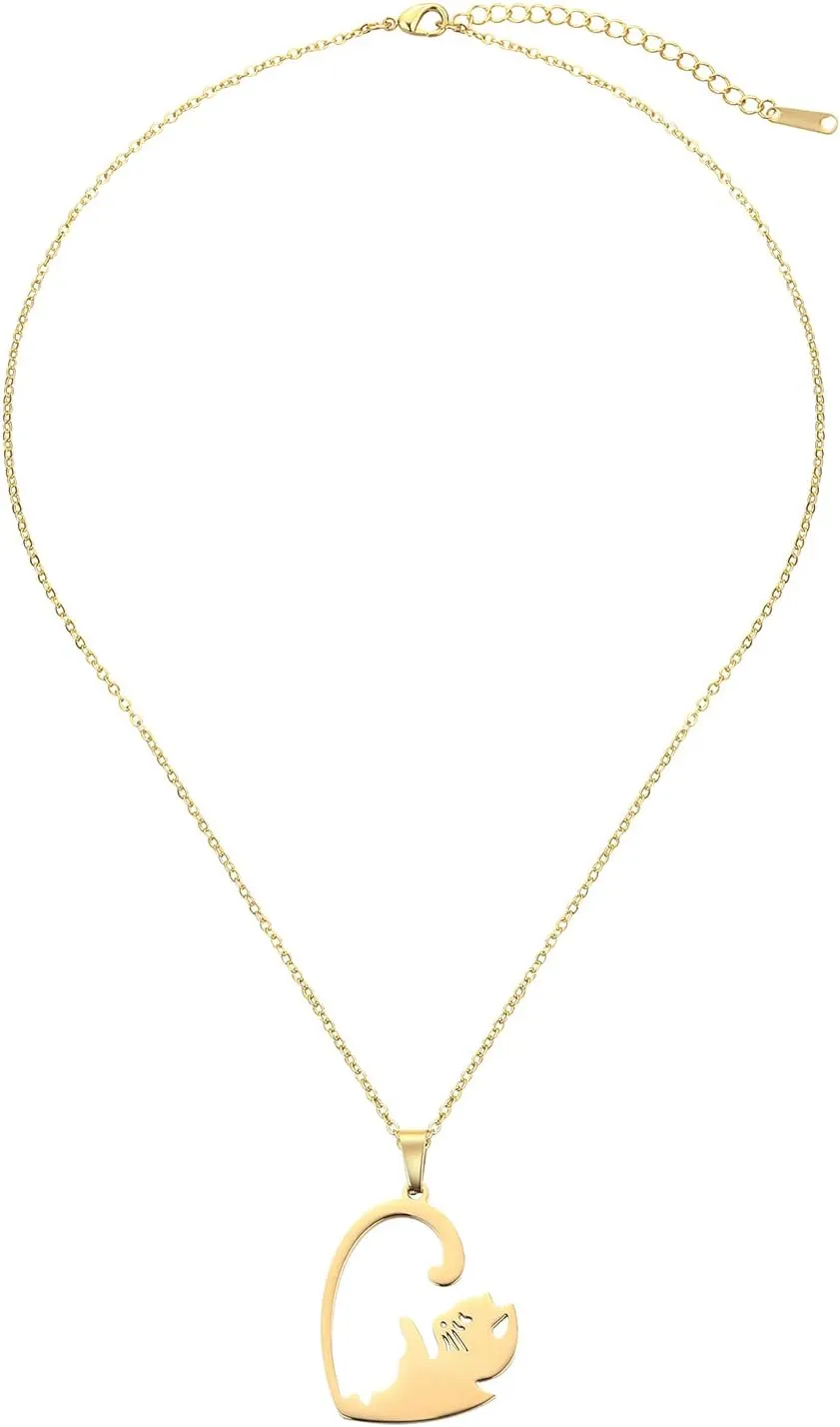 HANRESHE Cat Matching Necklaces Best Friend Necklaces Heart Yin Yang Friendship Necklace For 2