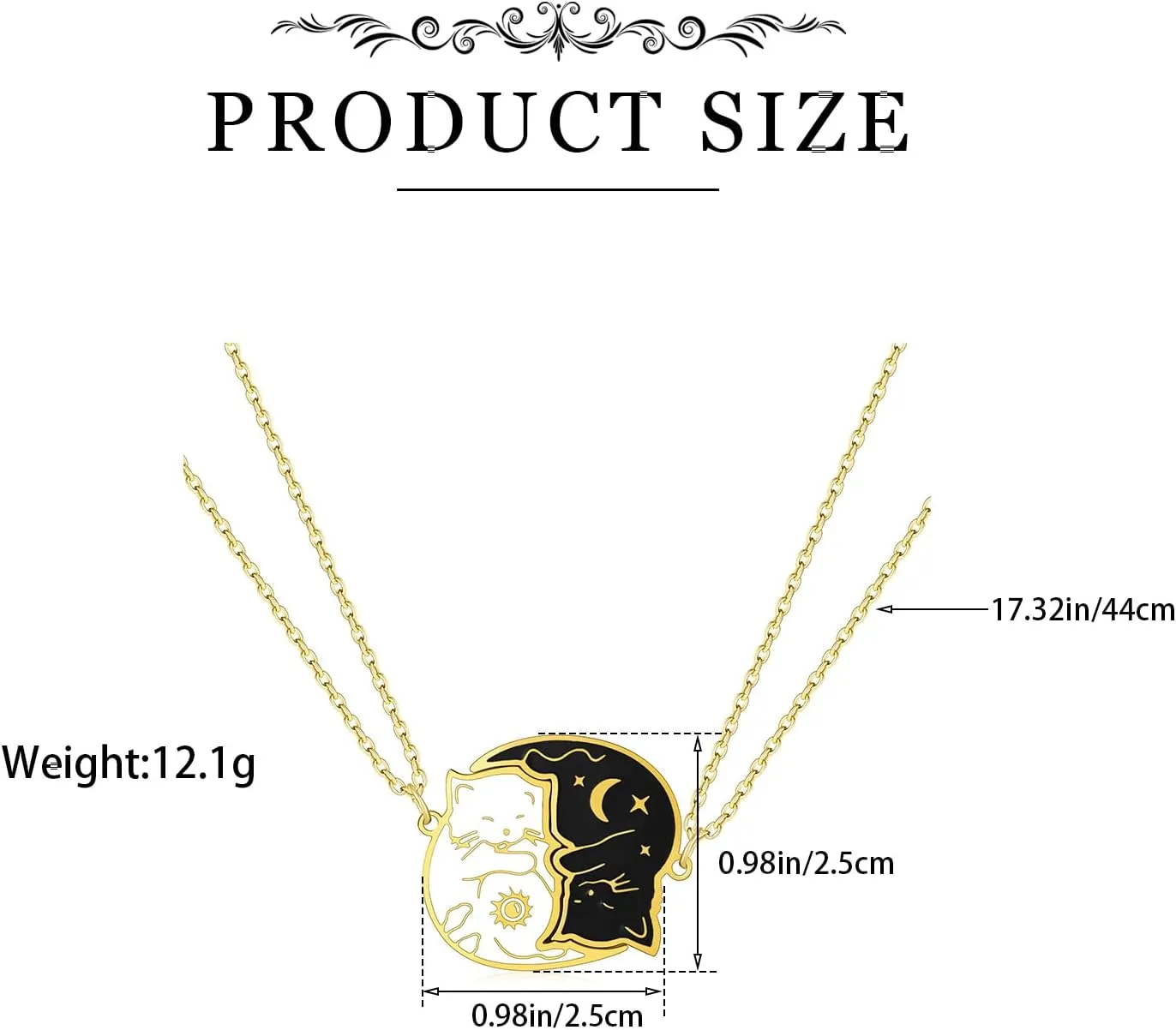 HANRESHE Cat Matching Necklaces Best Friend Necklaces Heart Yin Yang Friendship Necklace For 2