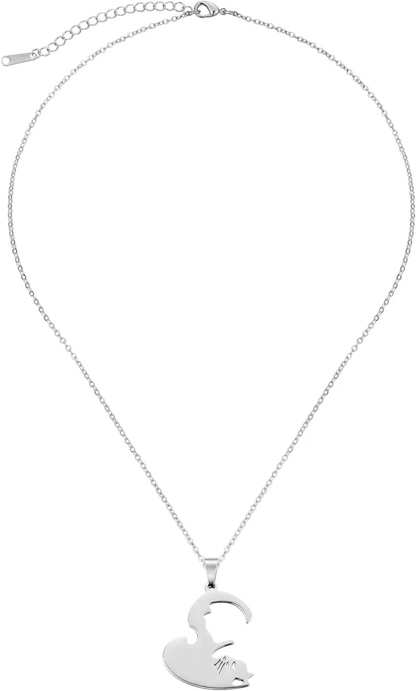 HANRESHE Cat Matching Necklaces Best Friend Necklaces Heart Yin Yang Friendship Necklace For 2